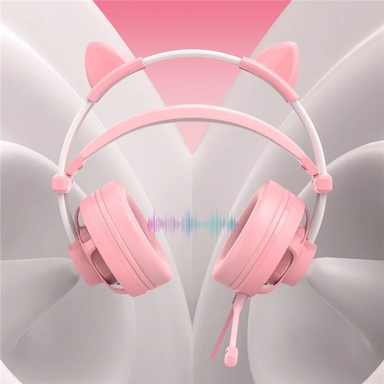 Batxellent H2 Monochrom Leuchtet Gaming Headset Kabel -kopfhörer Mit Katzenohren