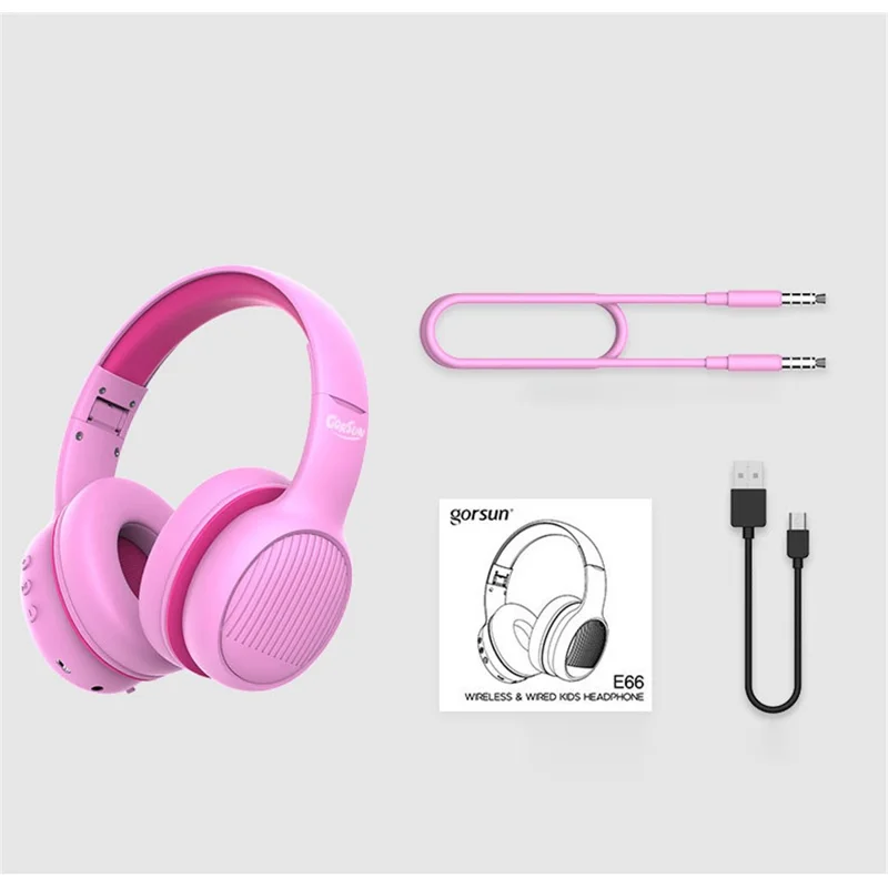 GORSUN E66 85 / 94dB Volume Limit Over-ear Bluetooth-compatible Headset Children Foldable Headphone - Black