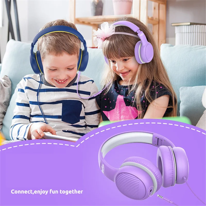GORSUN A66 3.5mm Wired Earphones 85 / 94dB Volume Limit Over-ear Headset Children Foldable Headphone - Black