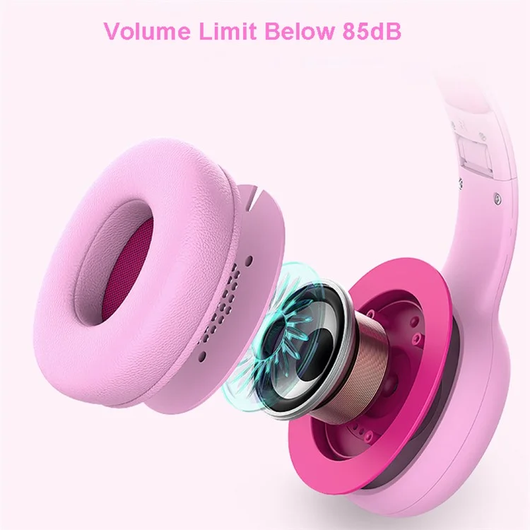 Gorsun GS-E66V Niños Auriculares Con Cable de 3.5 mm Con Orejas de Gato Desmontables Decoración Auriculares Plegables Para Niños - Negro