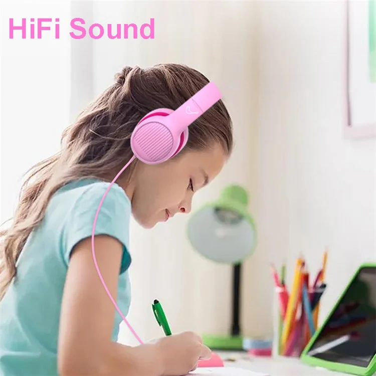 Gorsun GS-E66V Niños Auriculares Con Cable de 3.5 mm Con Orejas de Gato Desmontables Decoración Auriculares Plegables Para Niños - Negro