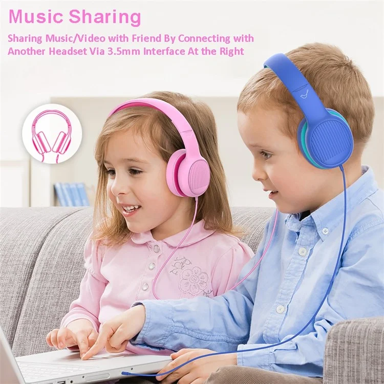 Gorsun GS-E66V Niños Auriculares Con Cable de 3.5 mm Con Orejas de Gato Desmontables Decoración Auriculares Plegables Para Niños - Negro