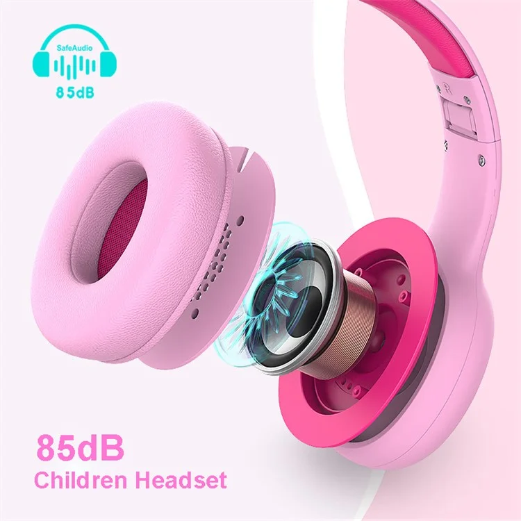 Gorsun GS-E66V Niños Auriculares Con Cable de 3.5 mm Con Orejas de Gato Desmontables Decoración Auriculares Plegables Para Niños - Negro