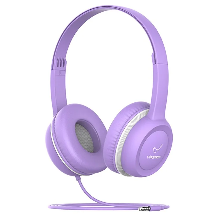 Vinamass A63 Wired Kids Headphone Установленная Повязка на Голову Hifi Music 85db Kids Harpet - Пурпурный