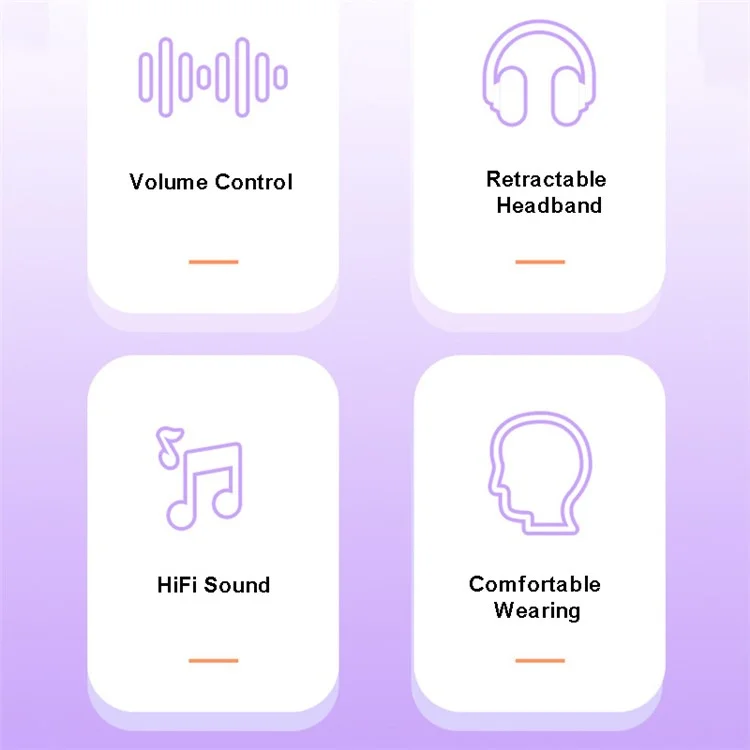 Vinamass A63 Wired Kids Headphone Установленная Повязка на Голову Hifi Music 85db Kids Harpet - Пурпурный