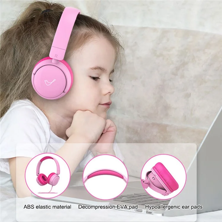 GORSUN GS-E62V Cat Ear Decor Folding Children Headphone Wired HiFi Earphone Over-ear Kid Headset - Purple