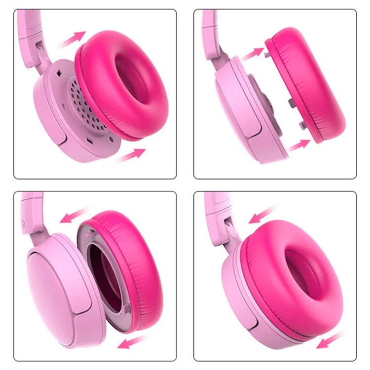 GORSUN GS-E62V Cat Ear Decor Folding Children Headphone Wired HiFi Earphone Over-ear Kid Headset - Purple