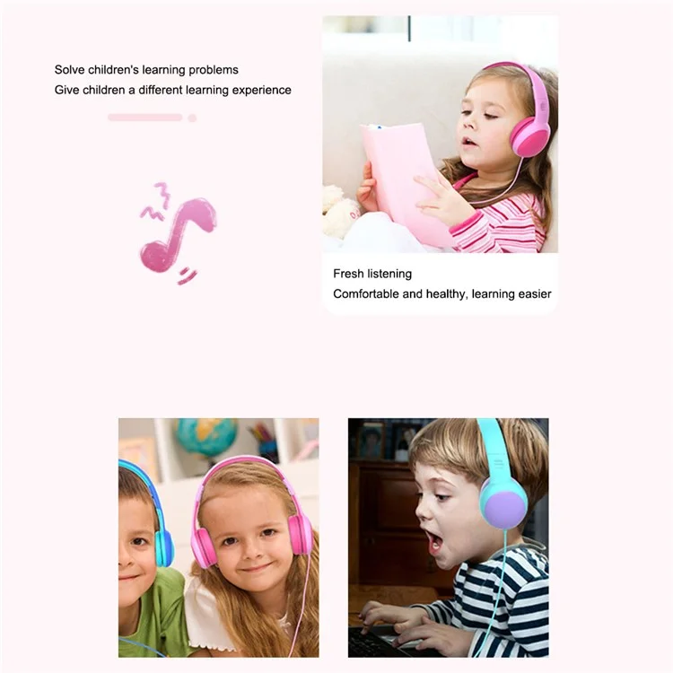 Gorsun GS-E61V 3,5 mm Verkabelte Kinder Kopfhörer Faltbare Kinder Musik Headset Mit Abnehmbaren Katzenohren Dekor - Rosa