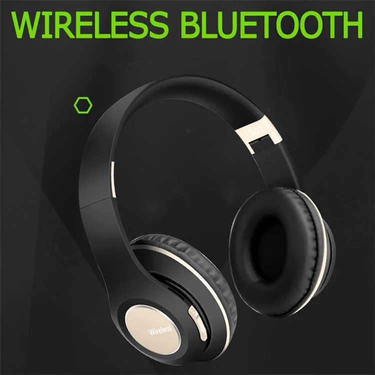 L300 Over-ear Wireless Headset Foldable Bluetooth-compatible 5.0 HiFi Stereo Sound Noise Cancelling Headphone - Gold