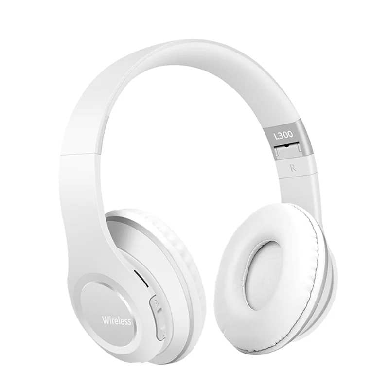 L300 Over-ear Wireless Headset Foldable Bluetooth-compatible 5.0 HiFi Stereo Sound Noise Cancelling Headphone - White