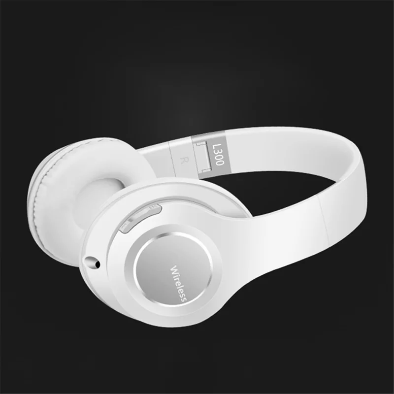 L300 Over-ear Wireless Headset Foldable Bluetooth-compatible 5.0 HiFi Stereo Sound Noise Cancelling Headphone - White