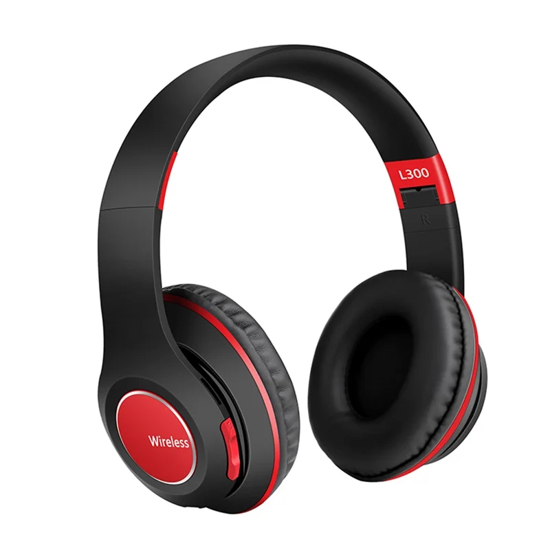 L300 Over-ear Wireless Headset Foldable Bluetooth-compatible 5.0 HiFi Stereo Sound Noise Cancelling Headphone - Red