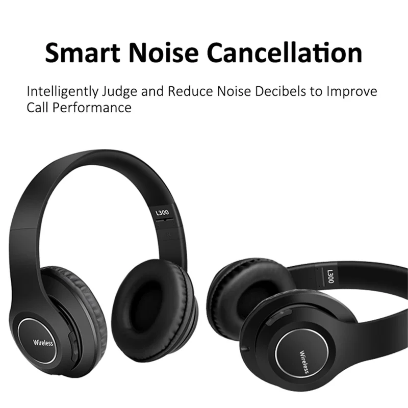 L300 Over-ear Wireless Headset Foldable Bluetooth-compatible 5.0 HiFi Stereo Sound Noise Cancelling Headphone - Red