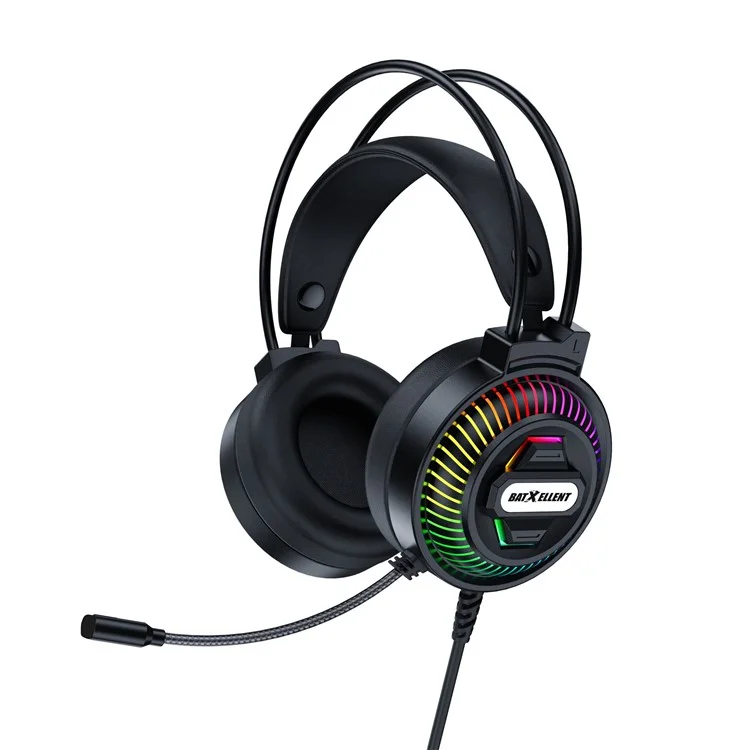 BATXELLENT H46 RGB Lighting Wired Headphone Gaming Headset with Microphone - Black
