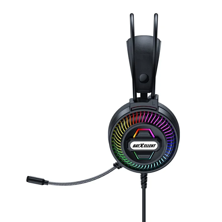 BATXELLENT H46 RGB Lighting Wired Headphone Gaming Headset with Microphone - Black