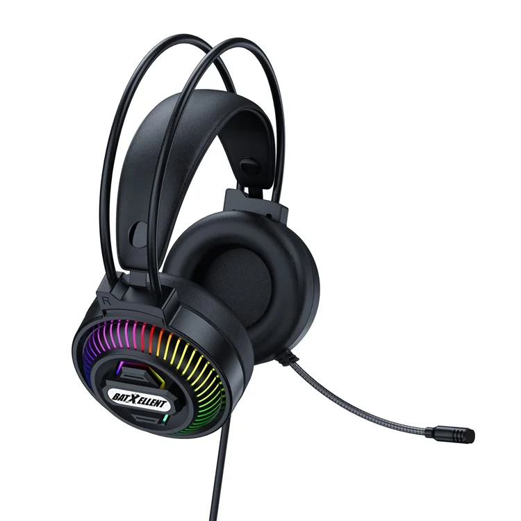 BATXELLENT H46 RGB Lighting Wired Headphone Gaming Headset with Microphone - Black