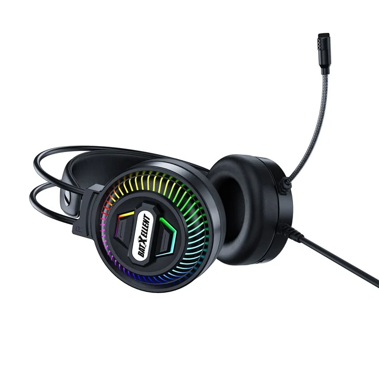 BATXELLENT H46 RGB Lighting Wired Headphone Gaming Headset with Microphone - Black