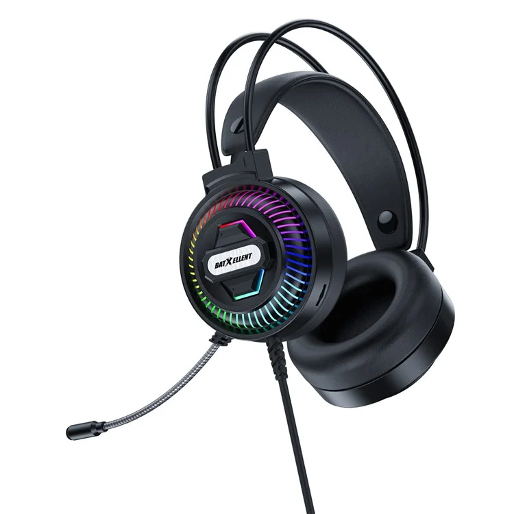 BATXELLENT H46 RGB Lighting Wired Headphone Gaming Headset with Microphone - Black
