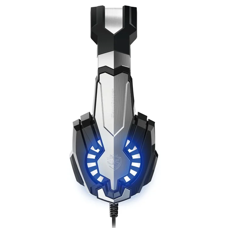 SOULBYTES S9 USB+3.5mm Wired Over-Ear Heavy Bass E-sports Headphone Volume Adjustable Gaming Headset with LED Light - Black / Blue
