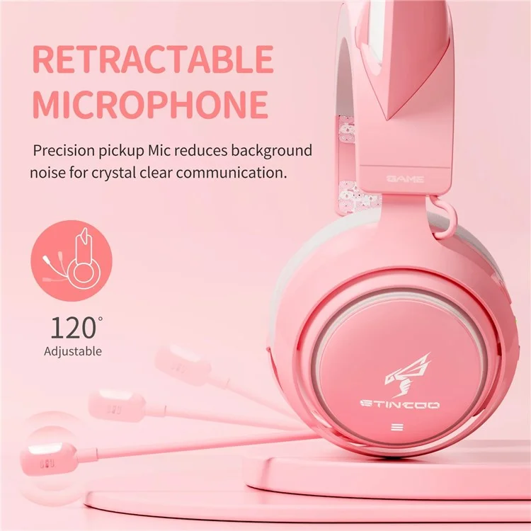 SOMIC GS510 Cat Ear Design USB+3.5mm Wired Over-Ear E-sports Headphone Music Gaming Headset with LED Light - Pink