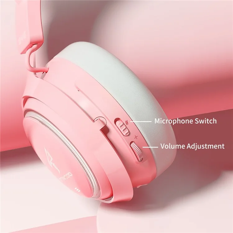 SOMIC GS510 Cat Ear Design USB+3.5mm Wired Over-Ear E-sports Headphone Music Gaming Headset with LED Light - Pink