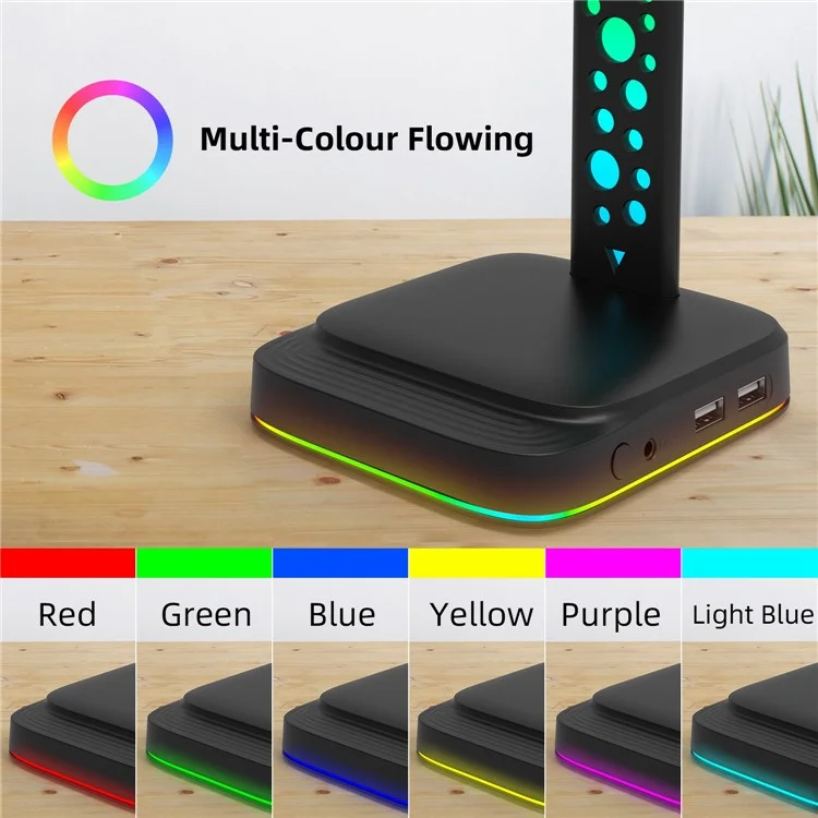 G2 RGB Stand Gaming Gaming Horme Affiliante Affioraggio Affari Appendiabiti Gancio Con 2 Caricabatterie USB e 9 Modalità Light