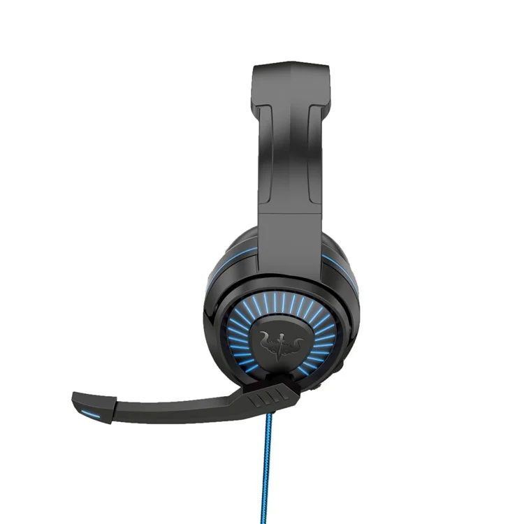 OVLENG GT66 RGB Gaming Headset Head-mounted Headphones with Noise-canceling Microphone, USB+3.5mm Plug - Black  /  Blue