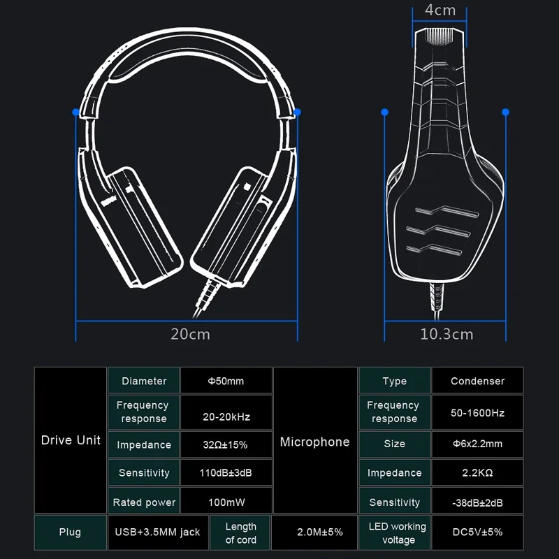 OVLENG GT88 USB+3.5mm Wired Over-Ear Gaming Headphone Camouflage Ergonomic E-sports Headset with LED Light - Camouflage Grey