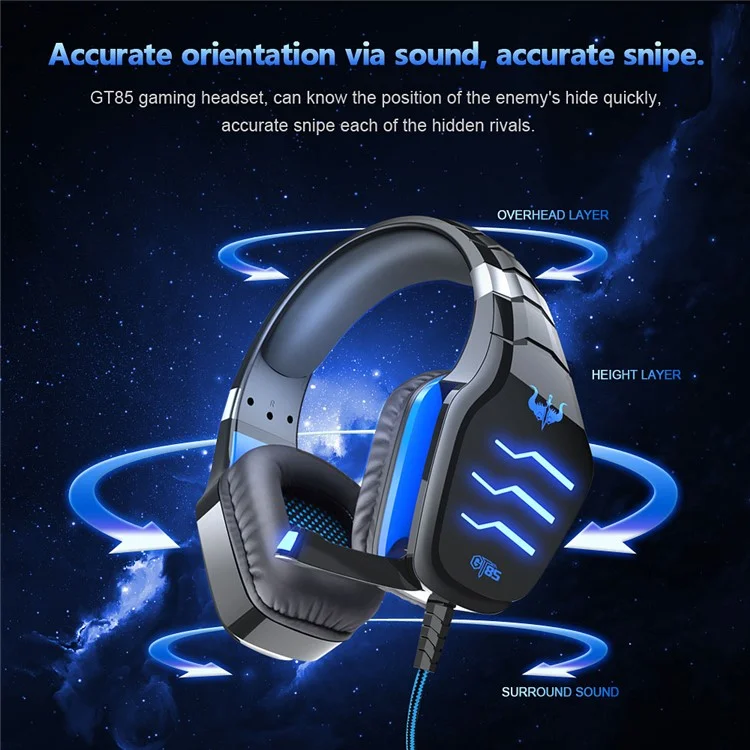 Ovleng GT85 HD Surround Sound E-Sport Cuffie LED LED LED Gaming Gaming, Plug Usb+2*3,5 mm - Nero / Rosso