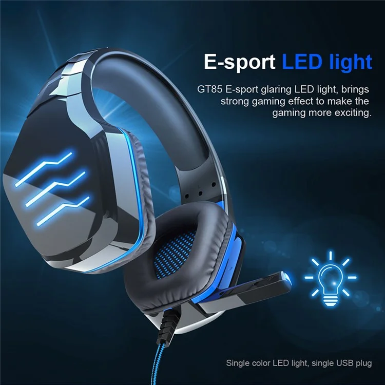 Ovleng GT85 HD Surround Sound E-Sport Cuffie LED LED LED Gaming Gaming, Plug Usb+2*3,5 mm - Nero / Rosso