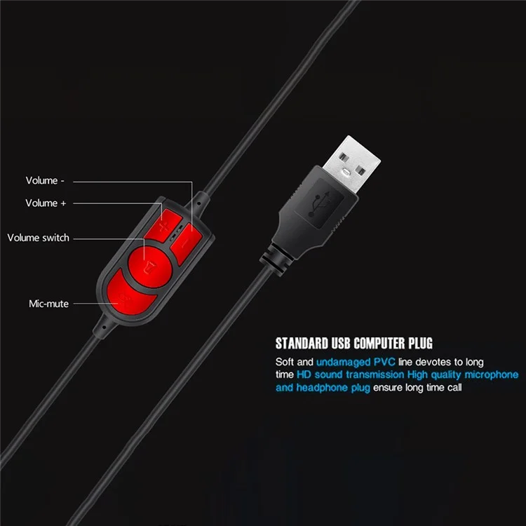 OVLENG Q5 Wired Gaming Headset USB E-sports Headphone Over-Ear Headset with Microphone - Black / Blue