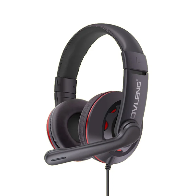 OVLENG Q5 Wired Gaming Headset USB E-sports Headphone Over-Ear Headset with Microphone - Black / Red