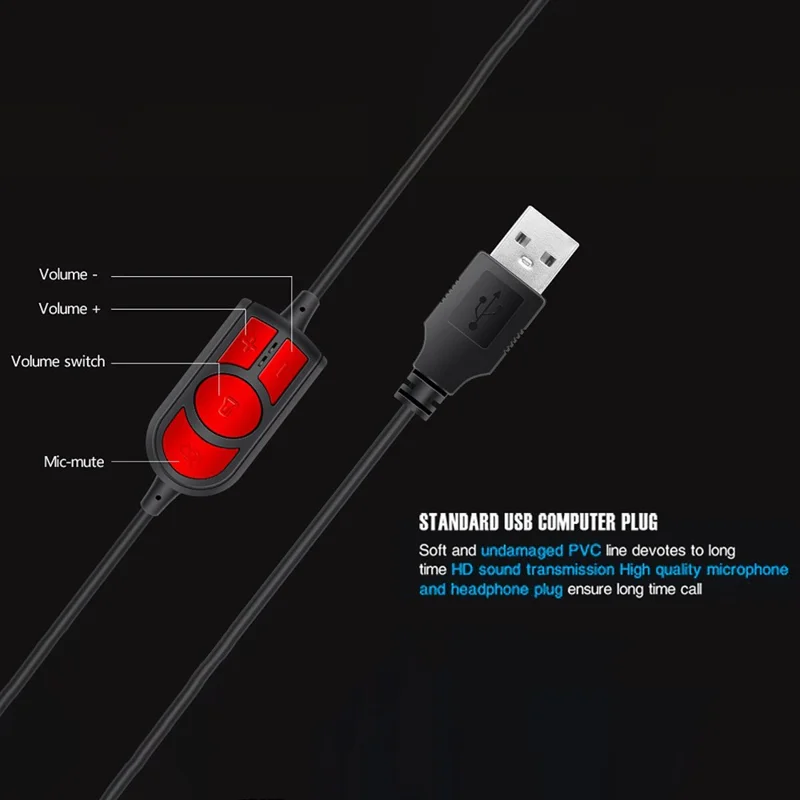 OVLENG Q5 Wired Gaming Headset USB E-sports Headphone Over-Ear Headset with Microphone - Black / Red