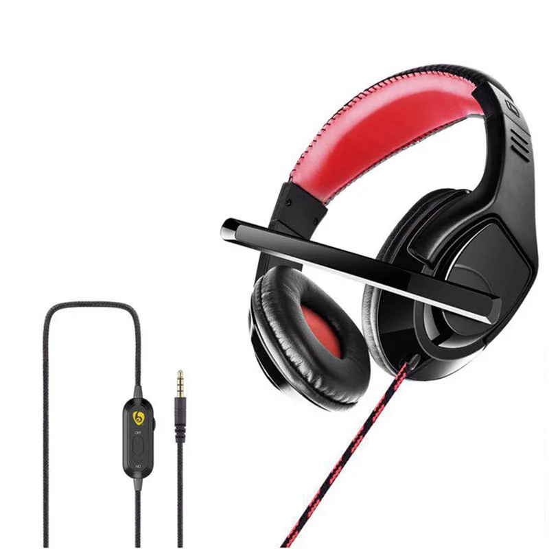 OVLENG OV-P1 Over-ear Computer Gaming Headset E-Sports 3.5mm Wired Headphone with Noise Reduction Microphone - Black  /  Red