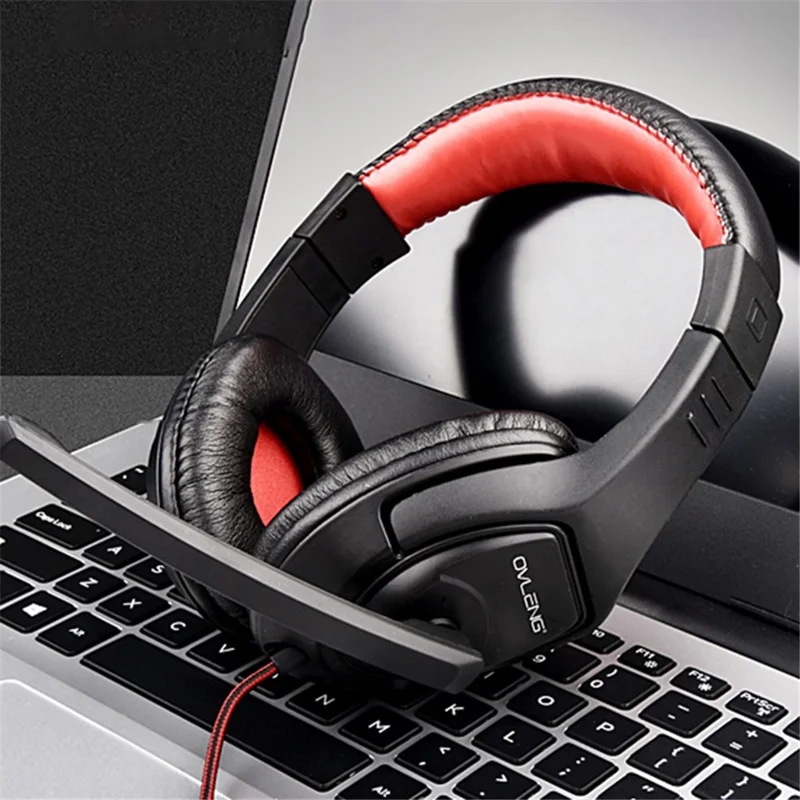 OVLENG OV-P1 Over-ear Computer Gaming Headset E-Sports 3.5mm Wired Headphone with Noise Reduction Microphone - Black  /  Red