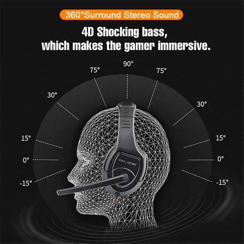 OVLENG OV-P1 Over-ear Computer Gaming Headset E-Sports 3.5mm Wired Headphone with Noise Reduction Microphone - Black  /  Red