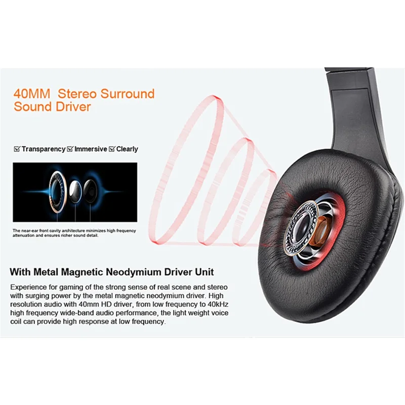 OVLENG OV-P1 Over-ear Computer Gaming Headset E-Sports 3.5mm Wired Headphone with Noise Reduction Microphone - Black  /  Red