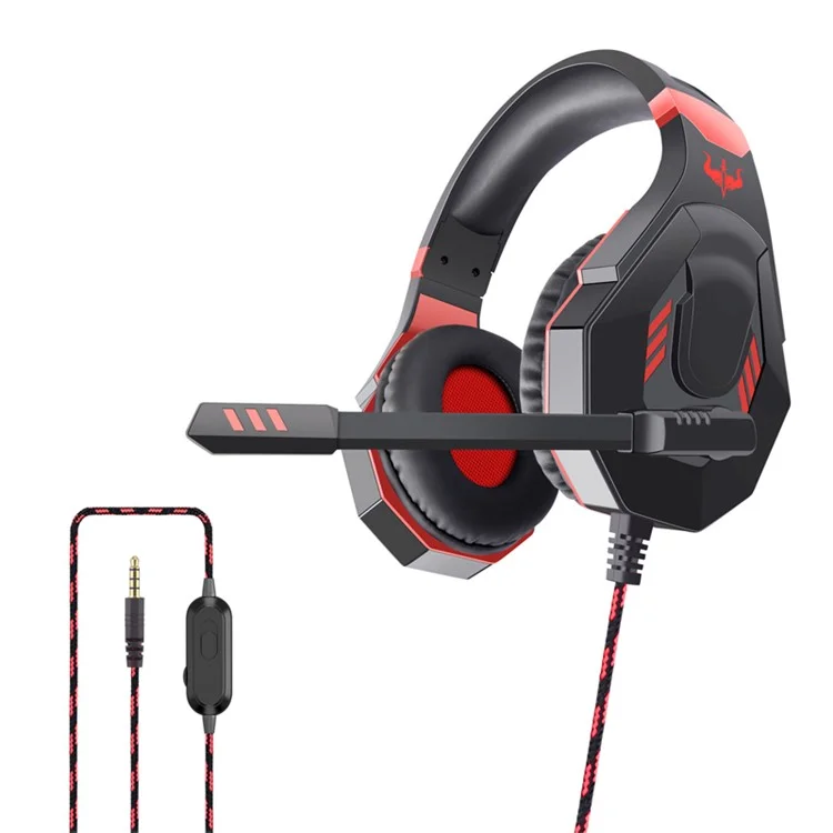 OVLENG OV-P30 Auricular Ergonómico de Diseño para E-sports Gaming 3.5 mm con Cable Inalámbrico Sobre la Oreja - Negro / Rojo