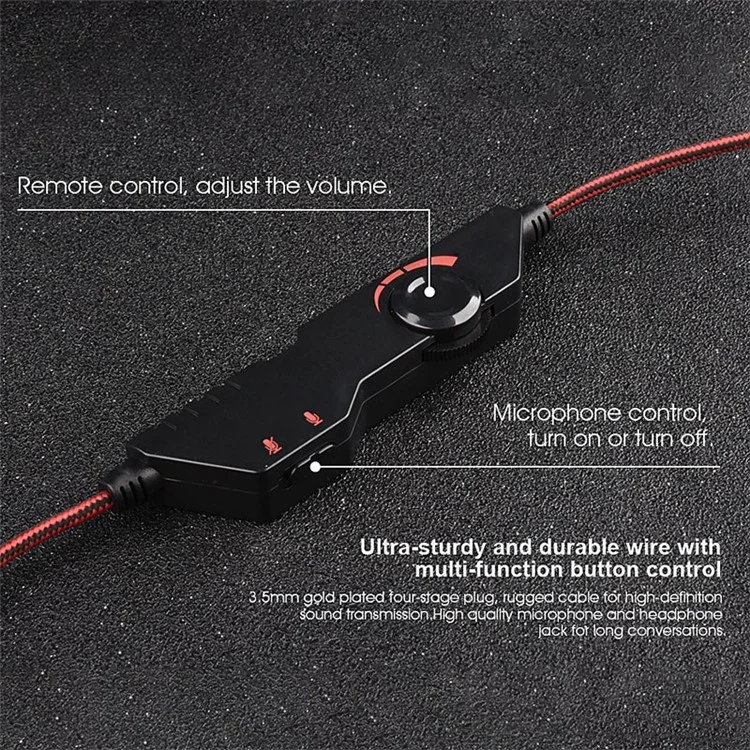 OVLENG OV-P30 Auricular Ergonómico de Diseño para E-sports Gaming 3.5 mm con Cable Inalámbrico Sobre la Oreja - Negro / Rojo