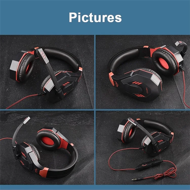 OVLENG OV-P30 Auricular Ergonómico de Diseño para E-sports Gaming 3.5 mm con Cable Inalámbrico Sobre la Oreja - Negro / Rojo
