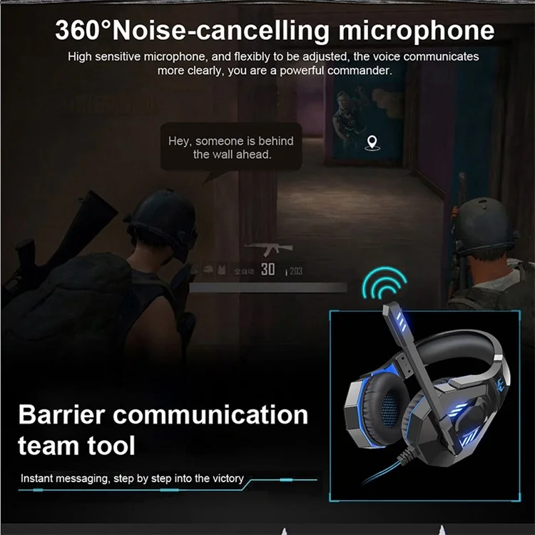 Ovleng Q10 Gaming E-sport-kopfhörer USB 7.1 Srounding Sound Over-ear-lautstärkeeinstellung Wired Headset Cool LED Light Ohrhörer Mit Mikrofon - Schwarz / Blau