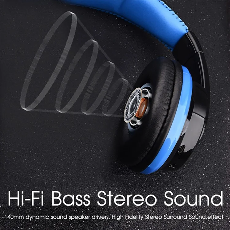 OVLENG MX-666 Wireless Bluetooth-compatible Headset Deep Bass HiFi Stereo Music Headphone Support TF Card - Blue