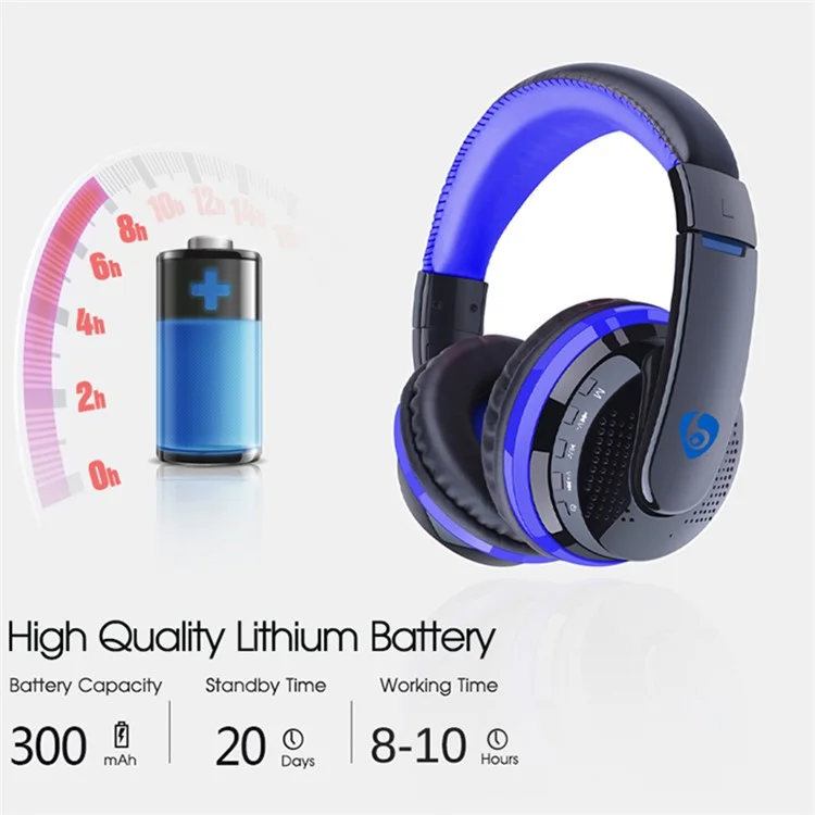 OVLENG MX-666 Wireless Bluetooth-compatible Headset Deep Bass HiFi Stereo Music Headphone Support TF Card - Blue