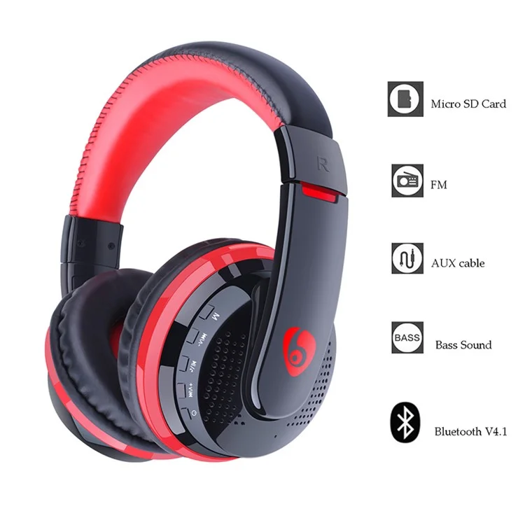 OVLENG MX-666 Wireless Bluetooth-compatible Headset Deep Bass HiFi Stereo Music Headphone Support TF Card - Blue