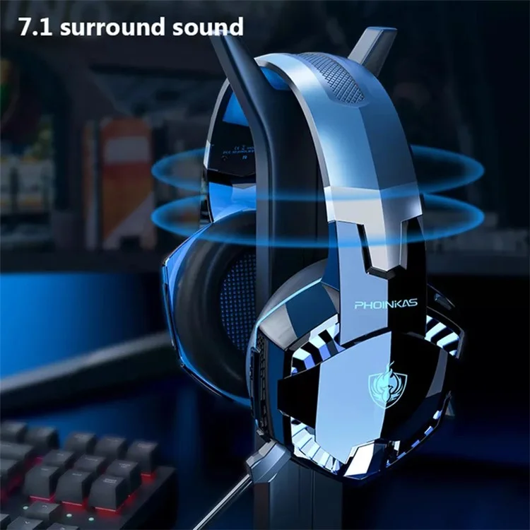 KOTION EACH G2000BT Stereo Gaming Headset Noise Cancelling Over Ear Headphones with Detachable Mic - Blue