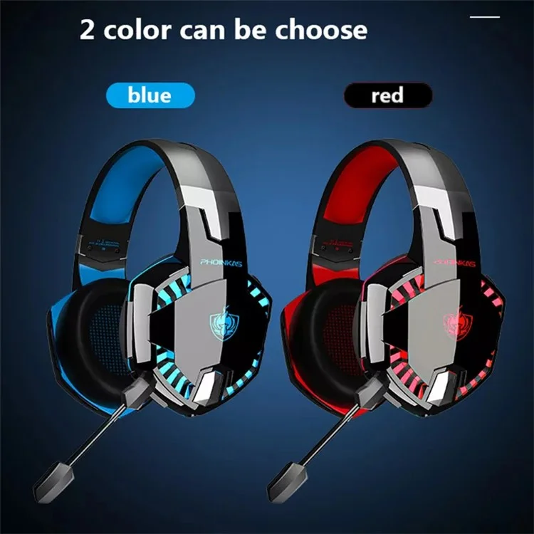 KOTION EACH G2000BT Stereo Gaming Headset Noise Cancelling Over Ear Headphones with Detachable Mic - Blue