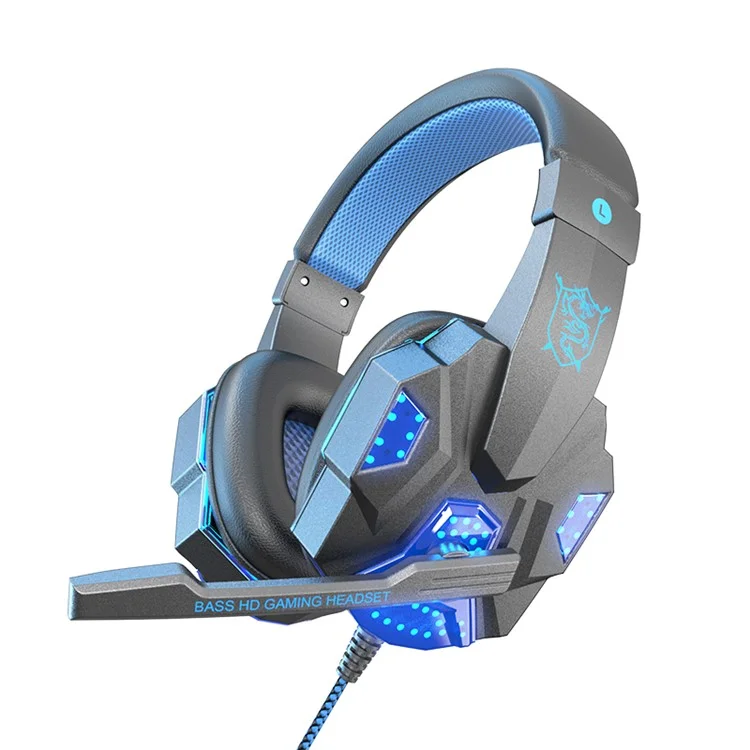 SOYTO SY830 Wired Headset Lightweight Gaming Headphone Computer Cell Phone Headset with USB Lighting - Blue