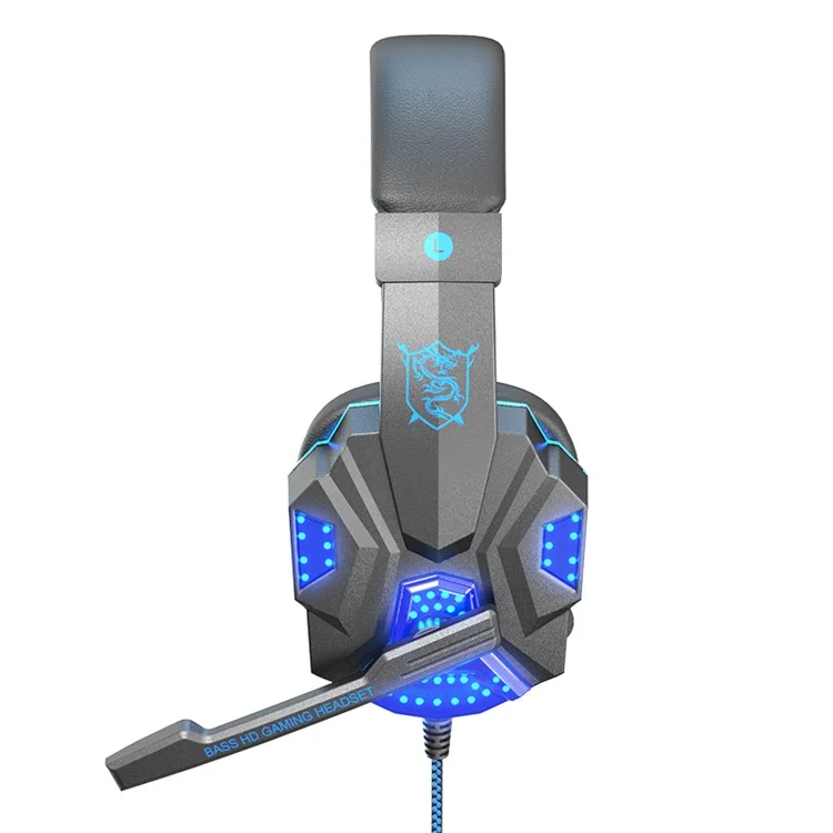 SOYTO SY830 Wired Headset Lightweight Gaming Headphone Computer Cell Phone Headset with USB Lighting - Blue