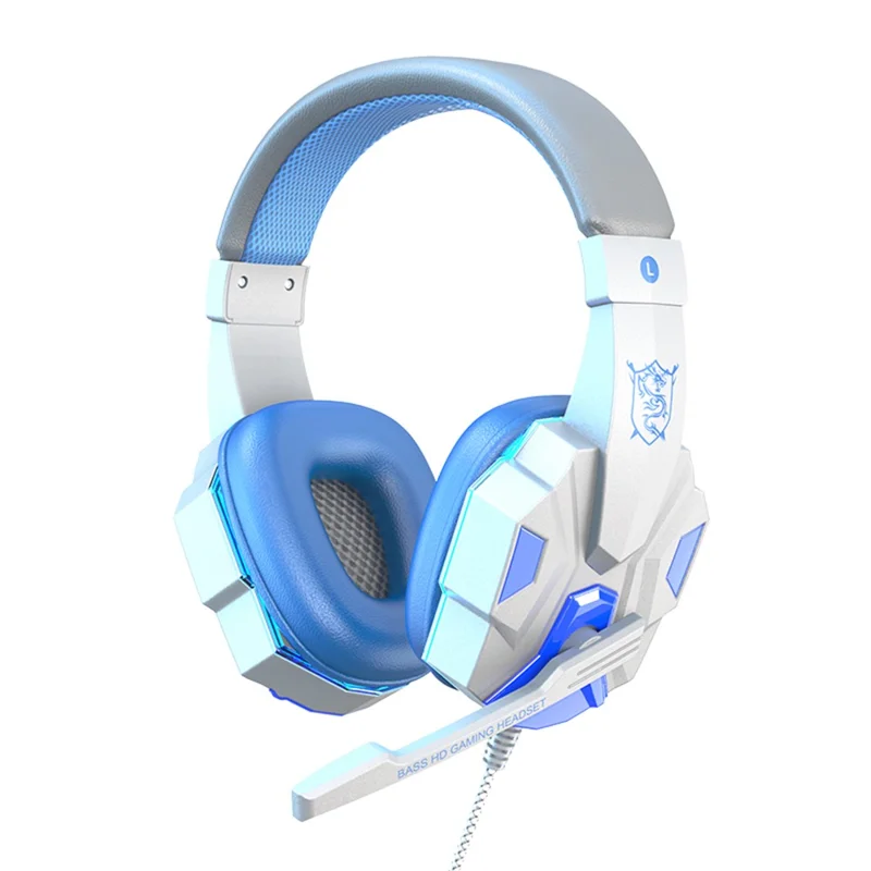 SOYTO SY830 Wired Headset Lightweight Gaming Headphone Computer Cell Phone Headset with USB Lighting - White
