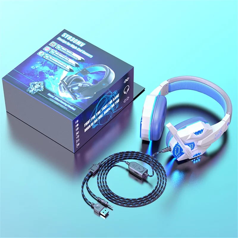 SOYTO SY830 Wired Headset Lightweight Gaming Headphone Computer Cell Phone Headset with USB Lighting - White